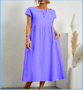 Robe d’Été à Manches Courtes avec Poches