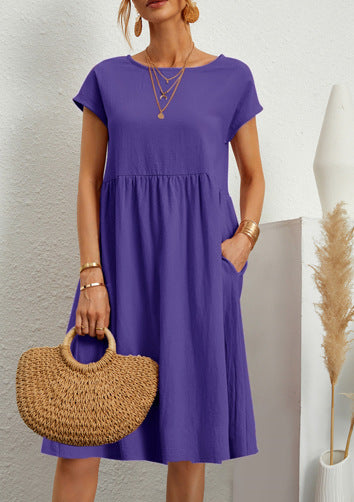 Robe d’Été à Manches Courtes avec Poches