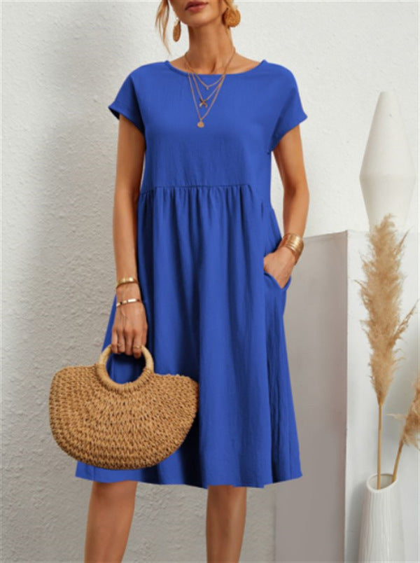 Robe d’Été à Manches Courtes avec Poches