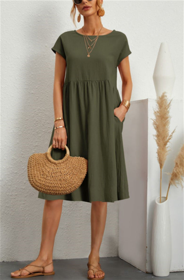 Robe d’Été à Manches Courtes avec Poches