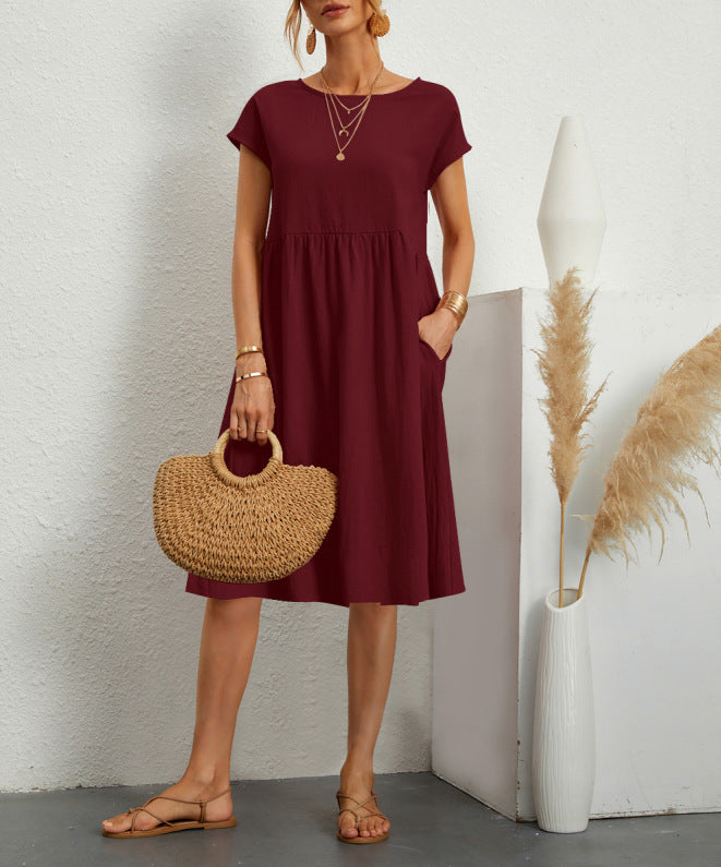 Robe d’Été à Manches Courtes avec Poches