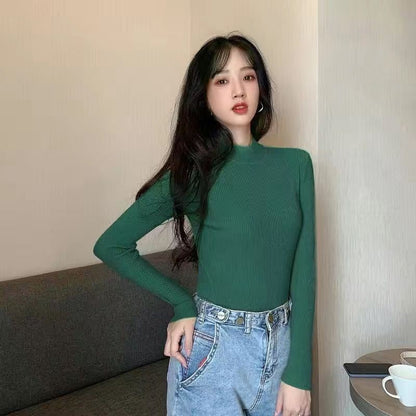 Pull Col Mi-Haut Slim Manches Longues – Élégance Automnale