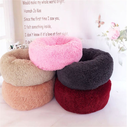 Round Plush Cat Bed – Cozy Nest Pad for Autumn & Winter Comfort