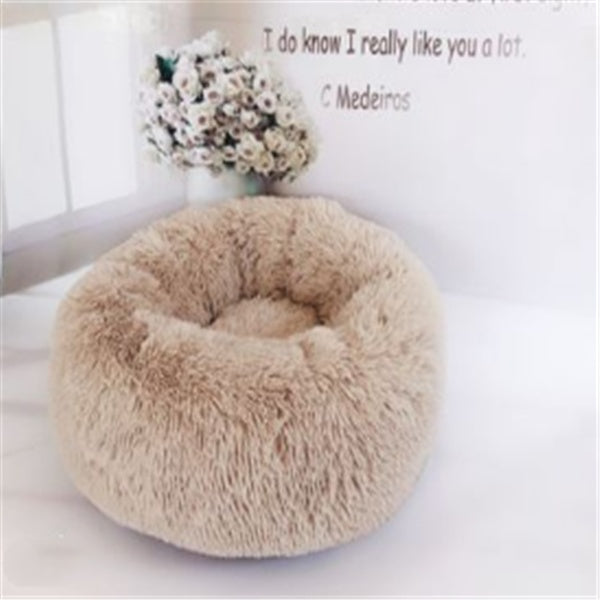 Round Plush Cat Bed – Cozy Nest Pad for Autumn & Winter Comfort