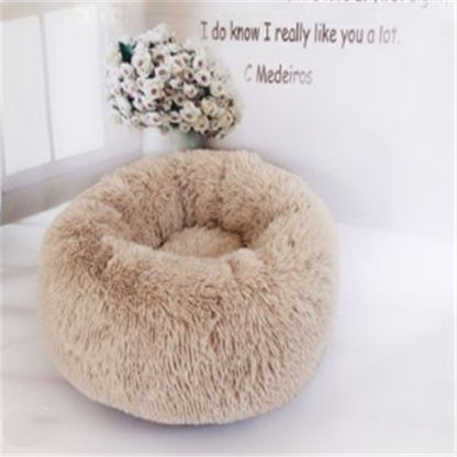 Round Plush Cat Bed – Cozy Nest Pad for Autumn & Winter Comfort