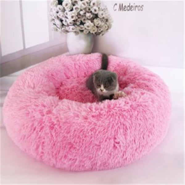 Round Plush Cat Bed – Cozy Nest Pad for Autumn & Winter Comfort