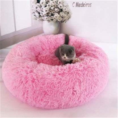 Round Plush Cat Bed – Cozy Nest Pad for Autumn & Winter Comfort
