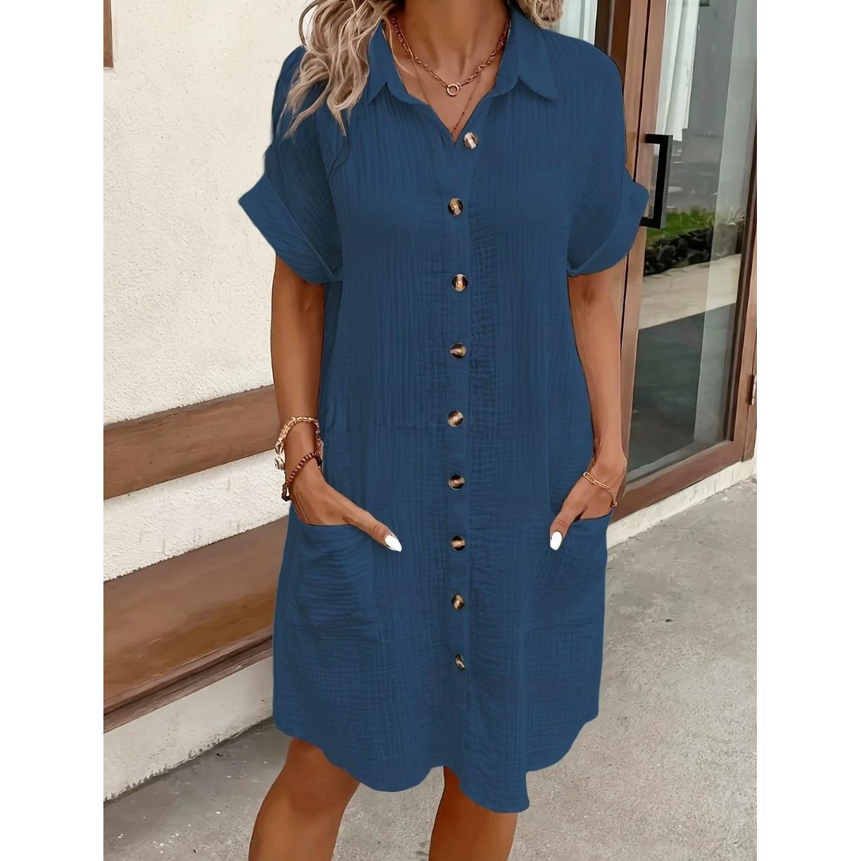 Robe Boutonnée Multi-Poches – Rigama Confort Facile