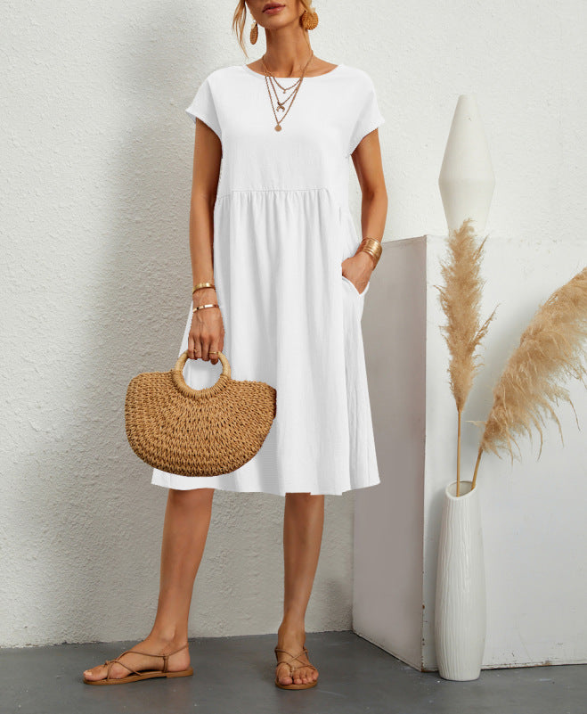 Robe d’Été à Manches Courtes avec Poches