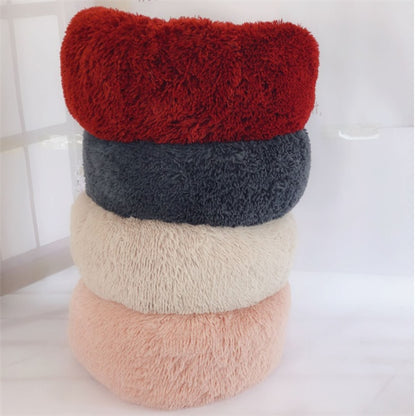 Round Plush Cat Bed – Cozy Nest Pad for Autumn & Winter Comfort