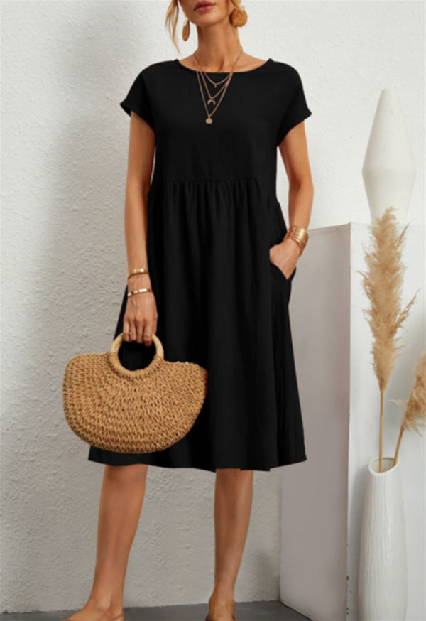 Robe d’Été à Manches Courtes avec Poches