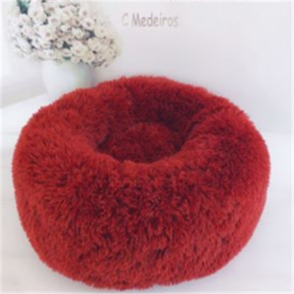 Round Plush Cat Bed – Cozy Nest Pad for Autumn & Winter Comfort