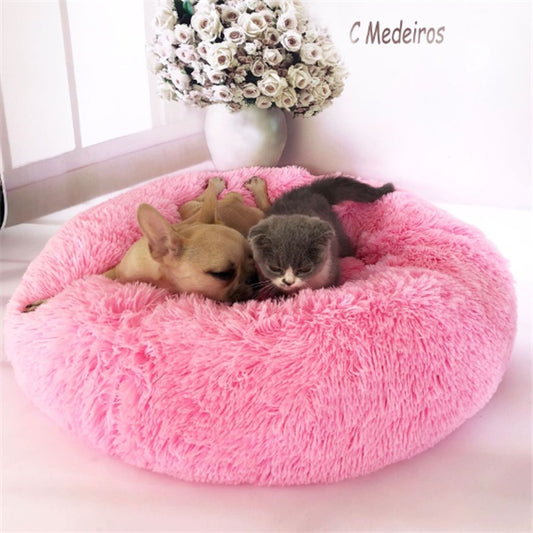 Round Plush Cat Bed – Cozy Nest Pad for Autumn & Winter Comfort