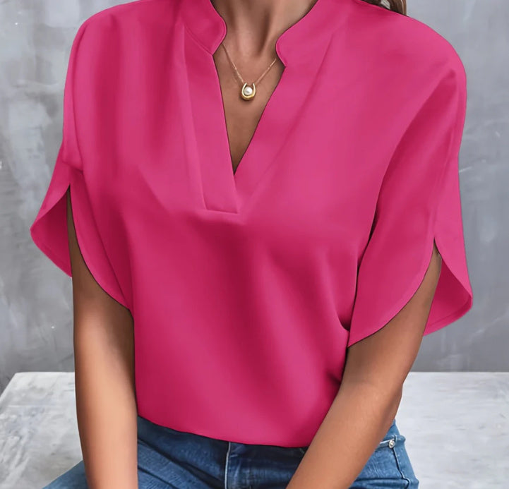 Blouse en chiffon manches courtes – look polyvalent et confortable
