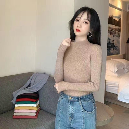 Pull Col Mi-Haut Slim Manches Longues – Élégance Automnale