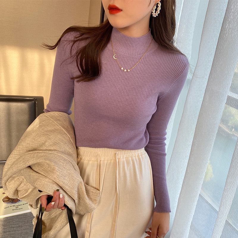Pull Col Mi-Haut Slim Manches Longues – Élégance Automnale