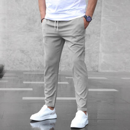 Pantalon tendance pour homme – coupe slim, poches et cordon