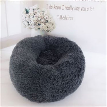 Round Plush Cat Bed – Cozy Nest Pad for Autumn & Winter Comfort