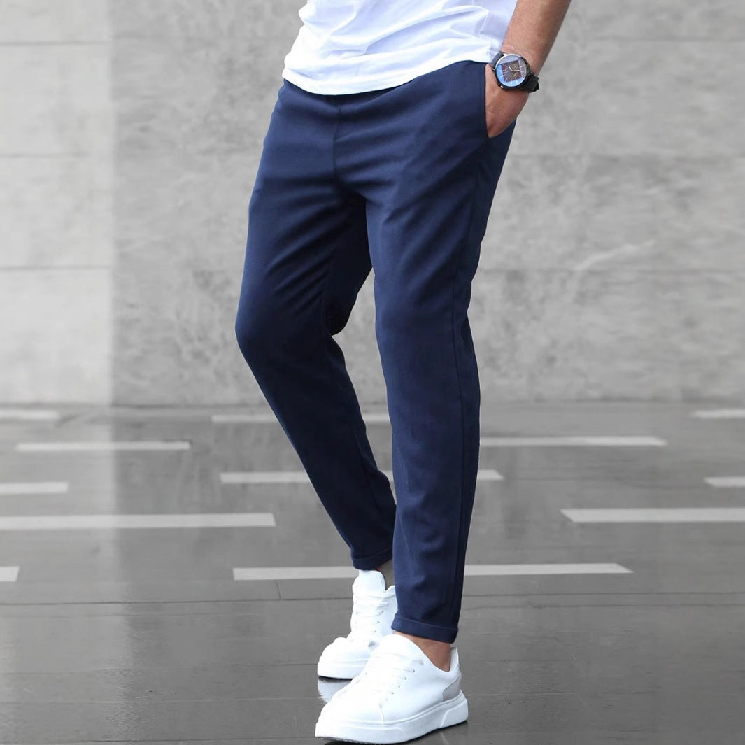 Pantalon tendance pour homme – coupe slim, poches et cordon