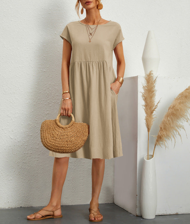 Robe d’Été à Manches Courtes avec Poches
