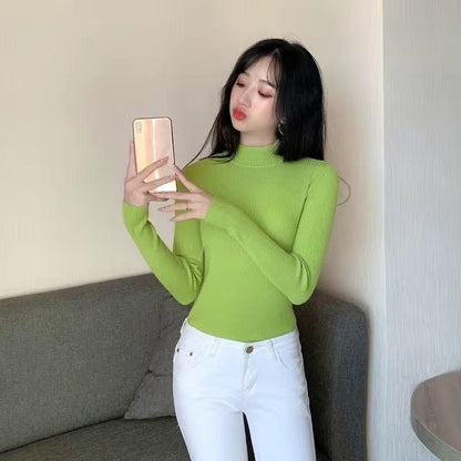 Pull Col Mi-Haut Slim Manches Longues – Élégance Automnale