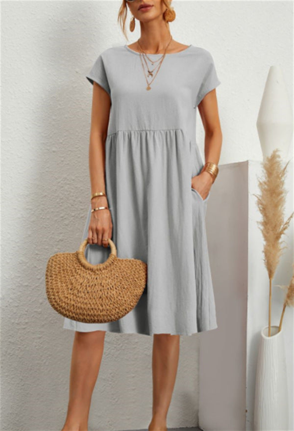 Robe d’Été à Manches Courtes avec Poches