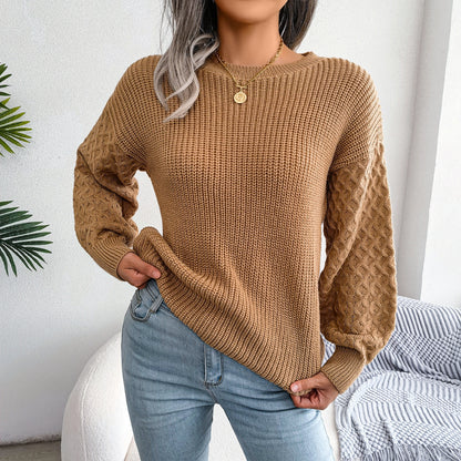 Pull Tricoté Lantern Automne-Hiver – Manches Longues pour Femme