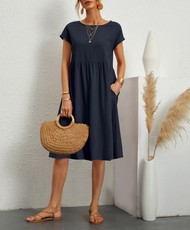 Robe d’Été à Manches Courtes avec Poches