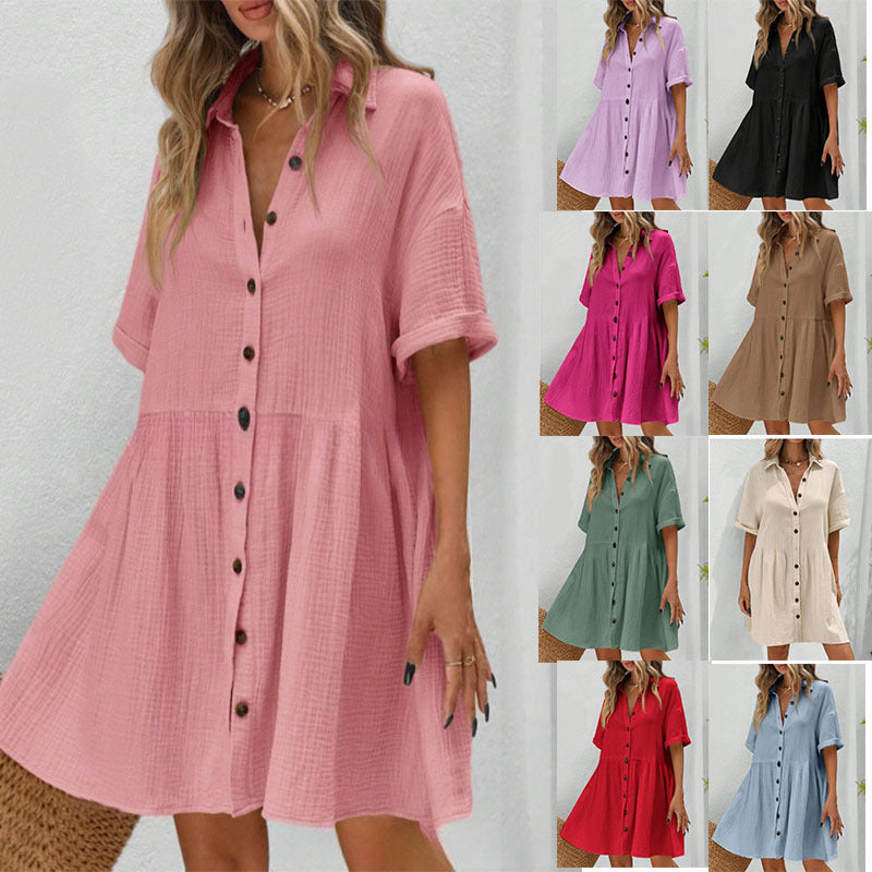 Détail col chemise robe Rigama