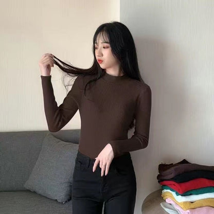 Pull Col Mi-Haut Slim Manches Longues – Élégance Automnale