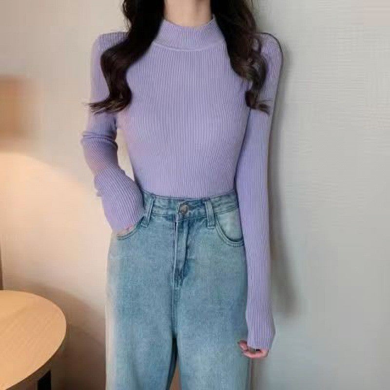 Pull Col Mi-Haut Slim Manches Longues – Élégance Automnale