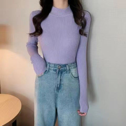 Pull Col Mi-Haut Slim Manches Longues – Élégance Automnale