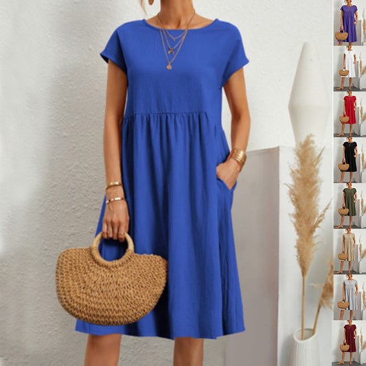 Robe d’Été à Manches Courtes avec Poches
