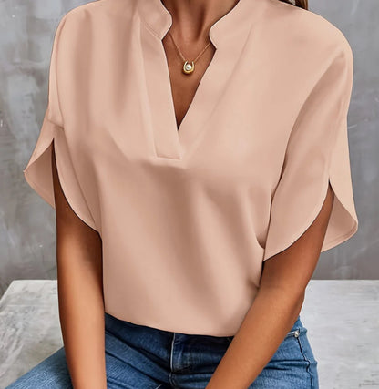 Blouse en chiffon manches courtes – look polyvalent et confortable