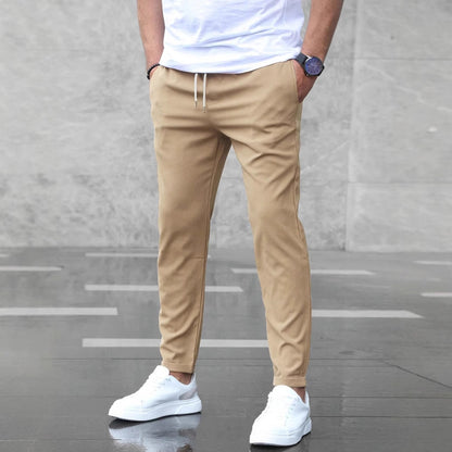 Pantalon tendance pour homme – coupe slim, poches et cordon