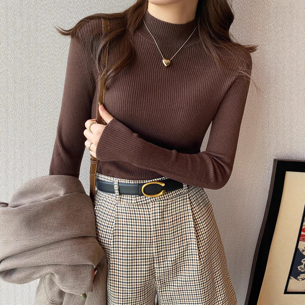 Pull Col Mi-Haut Slim Manches Longues – Élégance Automnale